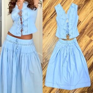 Free People GESIBELLE 2 pc Eyelet Skirt Set